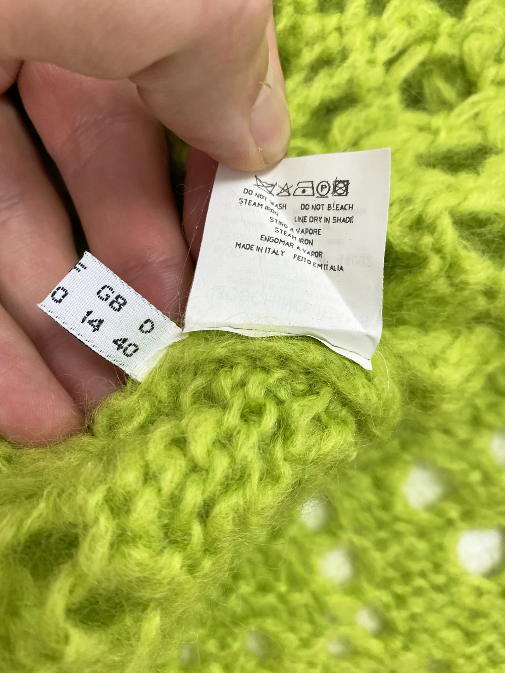 Moschino green mohair open knit sweater — JAMES VELORIA